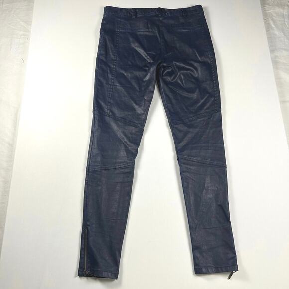 Nicole Miller Artelier Coated Navy Blue Skinny Jeans Zipper Ankle Size 6 - Picture 10 of 13